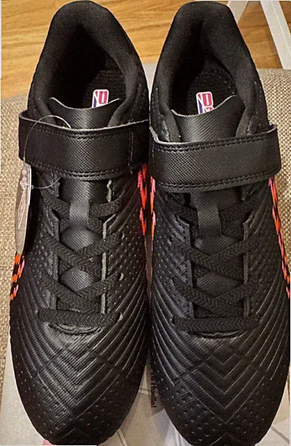 New Kids Brooman Firm Ground Black/Orange/Pink Soccer Cleats Size 4