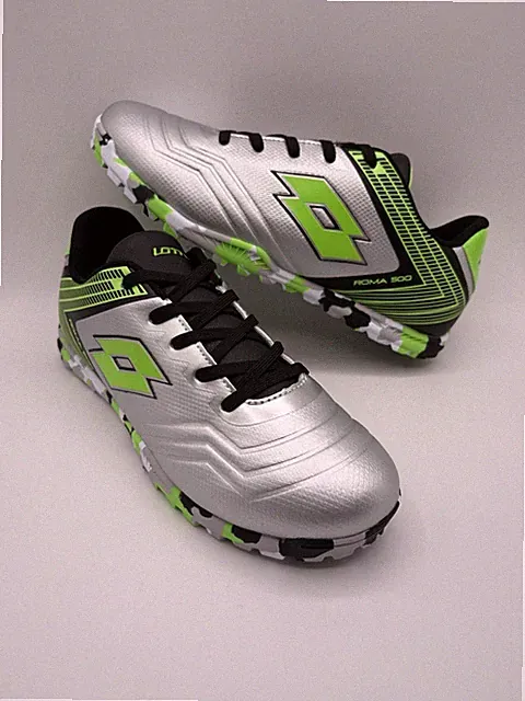 New Lotto Kids Roma 500 Turf TF Soccer Cleats Youth Size 5.5 Green Silver Black