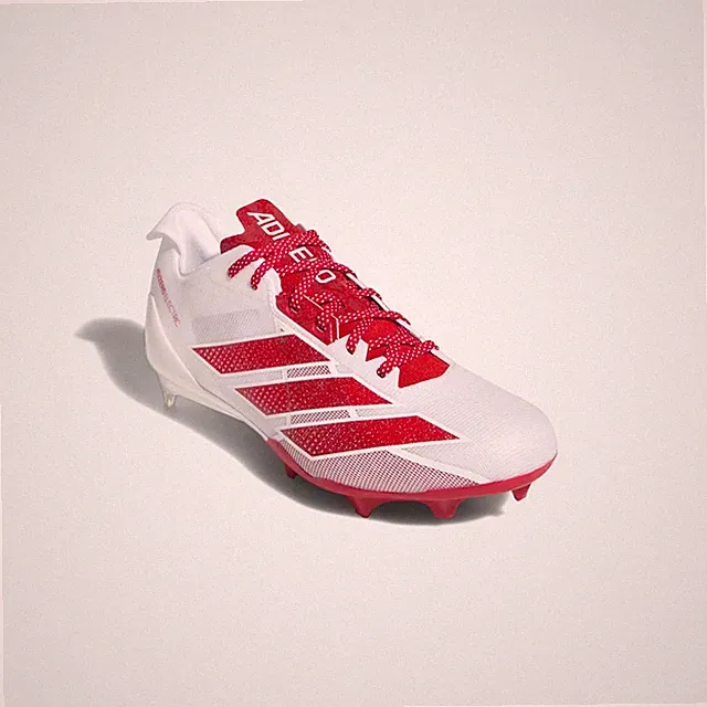 new men's 7 Adidas adizero electric Football/lacrosse cleats IE6288 white/red