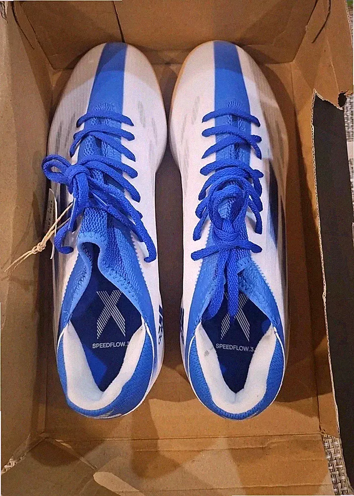 NEW MEN'S ADIDAS X SPEEDFLOW.3 INDOOR SOCCER CLEATS SIZE US 12.5 GW7491 Blue