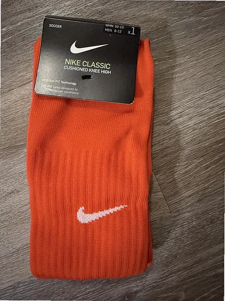 New Nike Orange Soccer Socks Unisex Men’s Woman’s Classic Cushioned Knee High