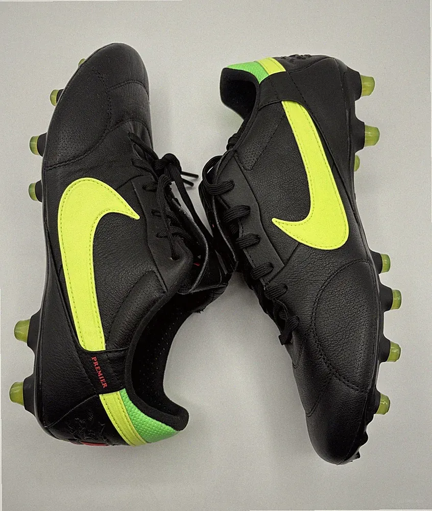 New Nike Premier 3 FG Leather Soccer Cleats Black Volt Green Mens Size 8