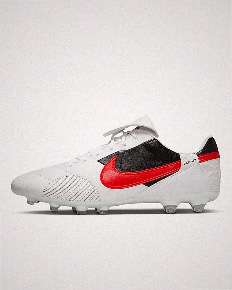 New Nike Premier 3 FG Low Top Soccer Cleats - White/ Red (HM0265-101)