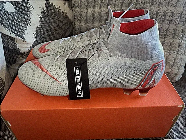 NEW Nike Superfly 6 Elite FG Wolf Grey Crimson Cleats AH7365-061 Mens Size 12.5