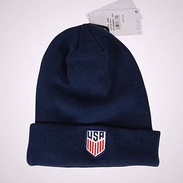 NEW Nike USA Soccer Team Cuffed Beanie USMNT Navy Logo Knit Hat Fifa World Cup