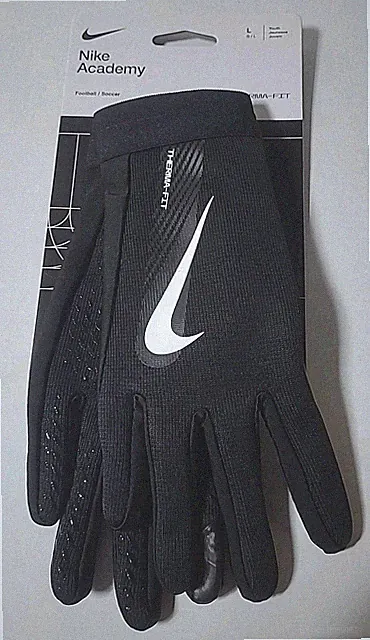NEW NIP Nike Academy Therma-FIT Football Soccer Gloves Youth Large Black Sports