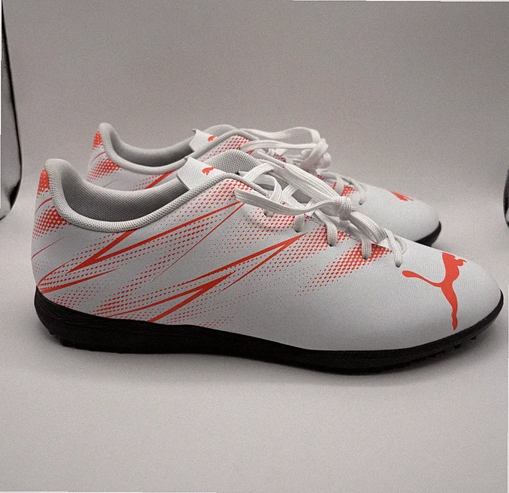 New PUMA Attacanto TT Turf Soccer Shoes Cleats Mens Size 12 White Bright Red