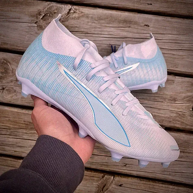 New Puma Ultra Match 5 FG AG Soccer Cleats White Blue Women's Size 11 108640-01