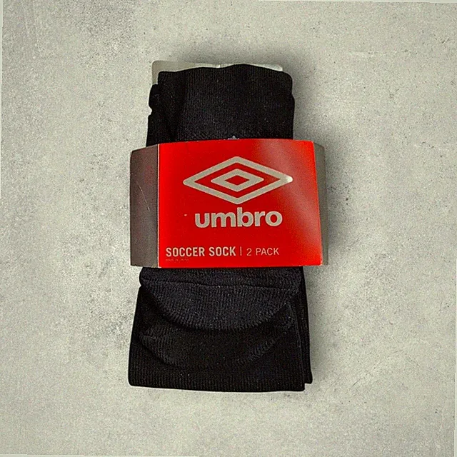 NEW Umbro Black Soccer Socks 2-Pack Youth Size Small Youth Shoe Size 13k-4