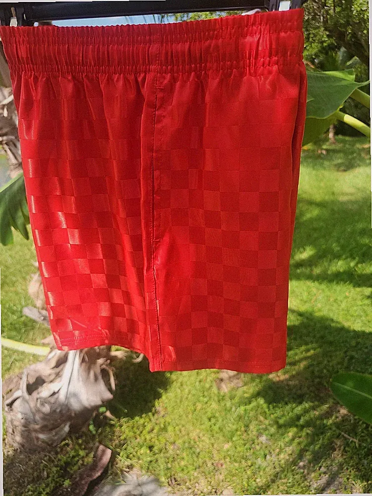 NEW Umbro Soccer Shorts Men Size Large Red Checkerboard Retro Athletic 3" Inseam