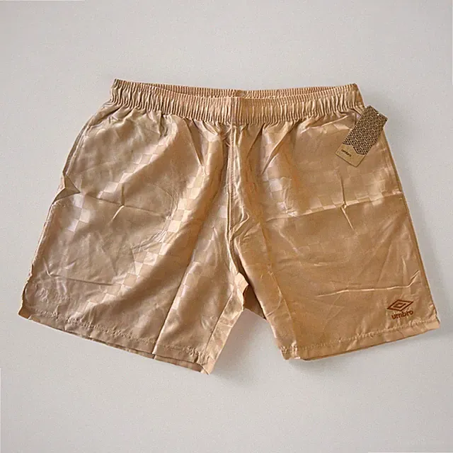 New Vintage Style Umbro Soccer Logo Checkered Athletic Shorts Tan Y2K Mens XL