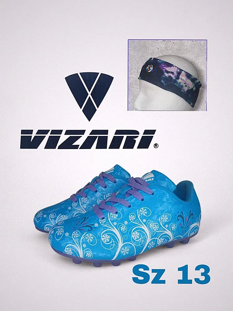 New Vizari Frost Girls Soccer Cleat Little Kid (4-8 Years) Sz 13C With Headband