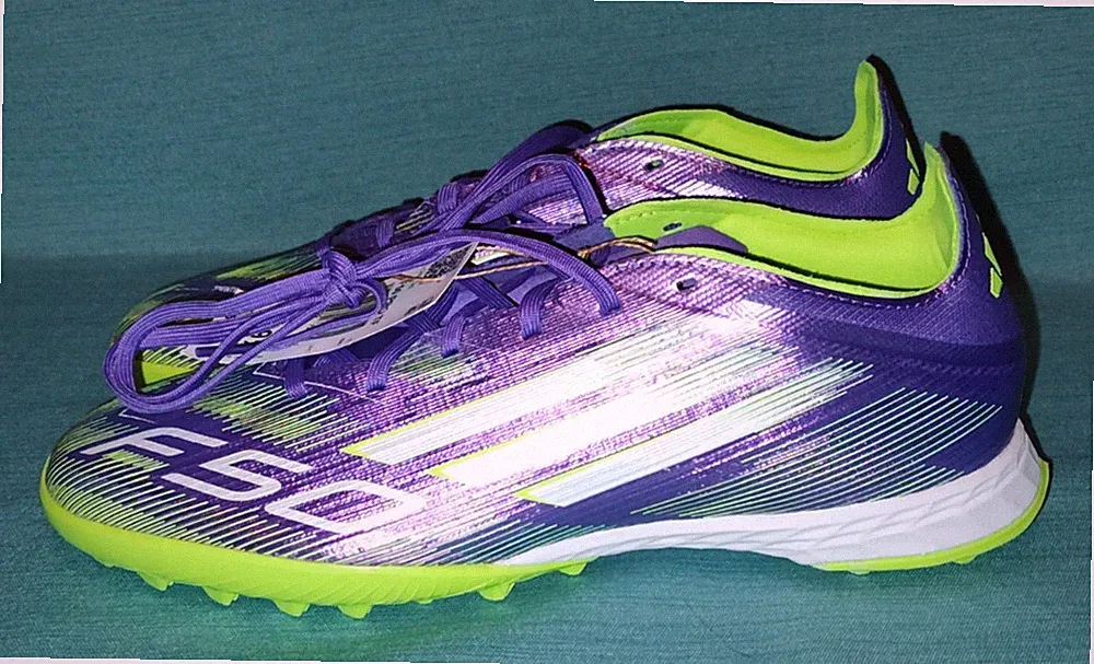 NEW WOB Adidas F50 Pro Turf Soccer Shoes Cleats Purple Green JH7665 8.5