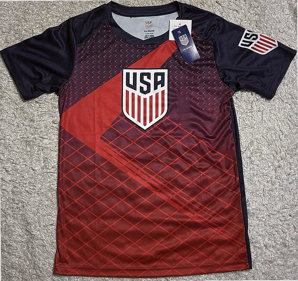 New Youth US Soccer Jersey Shirt Size Large 12-14 Navy Red Boys or Girls