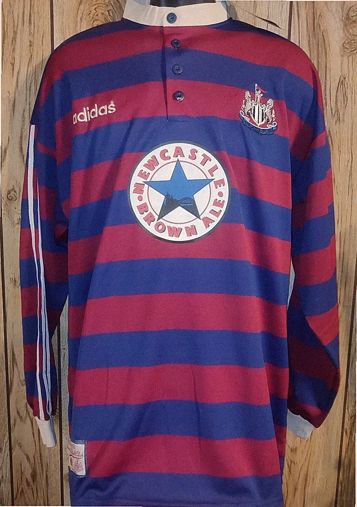 Newcastle United Away Brown Ale Retro Soccer Shirt Jersey LS New S