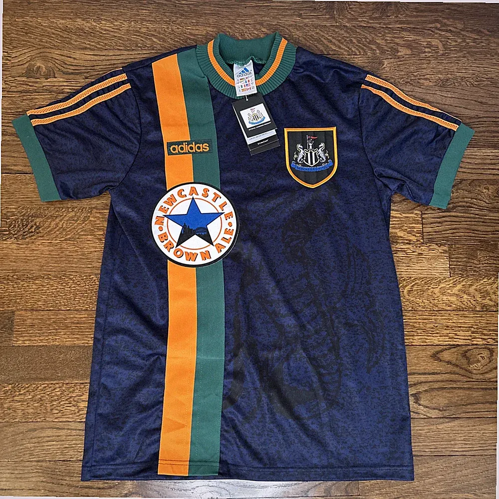 Newcastle United FC 1997/98 Away Retro Football Soccer Shirt Jersey Brown Ale L
