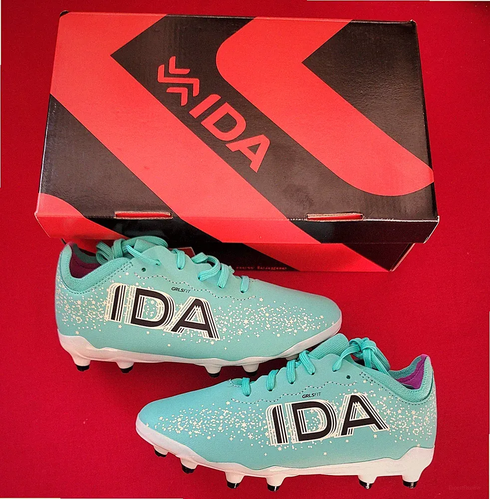 NIB IDA Soccer Cleats Teal/White/Purple Travel TE ...... FG/AG Youth-2.5 Girls-4