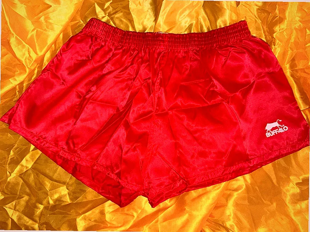 NIB Vintage 80s Red Buffalo Sports Nylon Satin Soccer Shorts XL 40