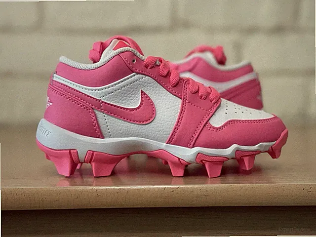 Nike Air Jordan 1 Low Youth Cleat Sz 13C White Pink Football Baseball HF6885-102