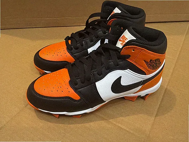 Nike Air Jordan 1 Mid Football Cleats GS Shattered Backboard HF6883-801 Sz 5.5Y