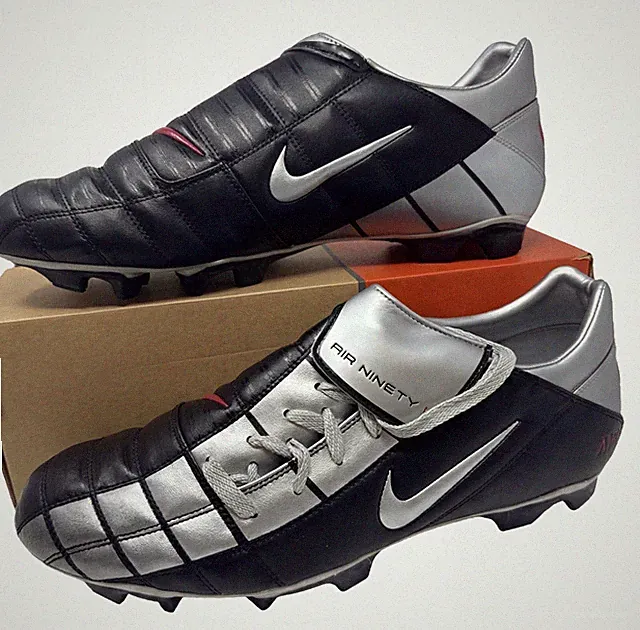 Nike Air Ninety II FG-1 , 308953-001 Black Silver Red Soccer Cleats , Mens 13