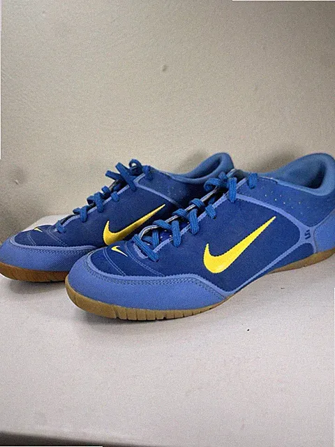Nike Air Zoom Control Five indoor soccer shoes Royal Blue Yellow Gum size 8 euc