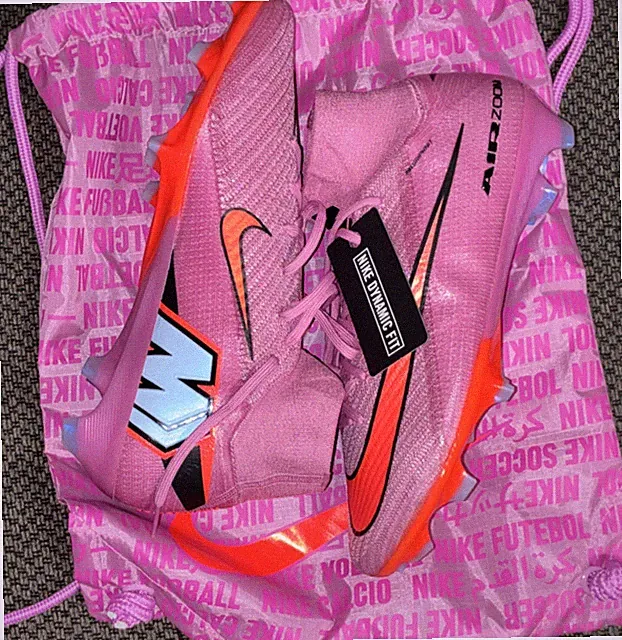Nike Air Zoom Mercurial Superfly 10 Pink Orange High Top Soccer Cleats
