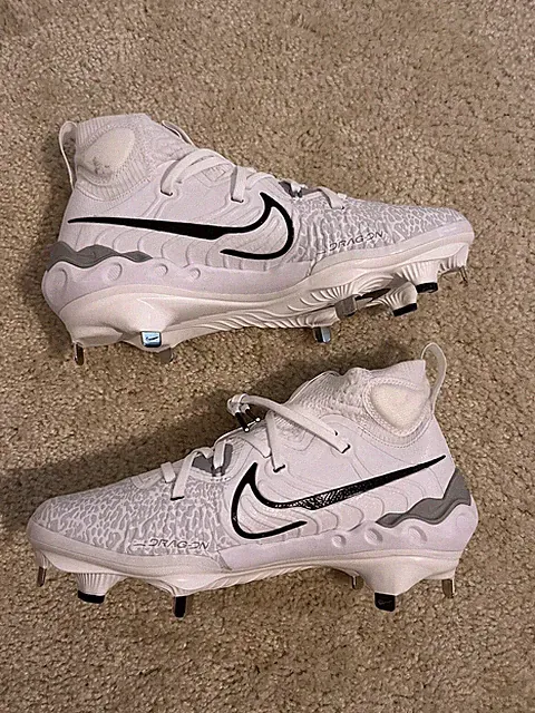 Nike Alpha Huarache NXT Cleats Mens size 7 Shoes White Black Baseball High MLB