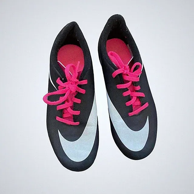 Nike black, white & hot pink lace up cleats Size 3.5 Y