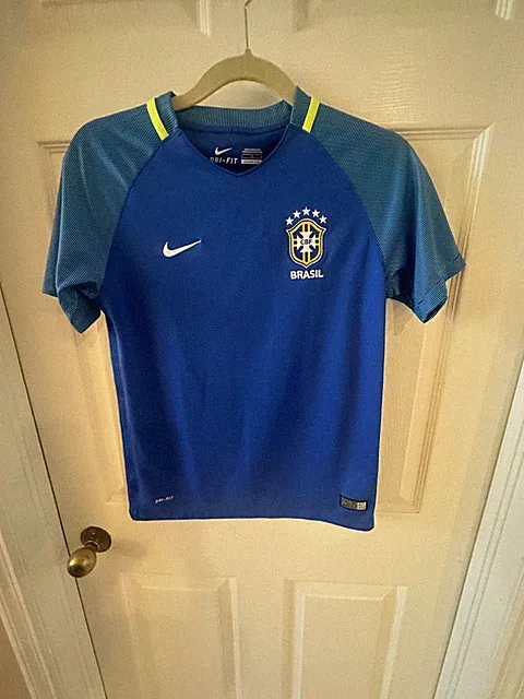 Nike Brazil CBF 2016-2017 Away Soccer Jersey Blue Dri-Fit Youth Large