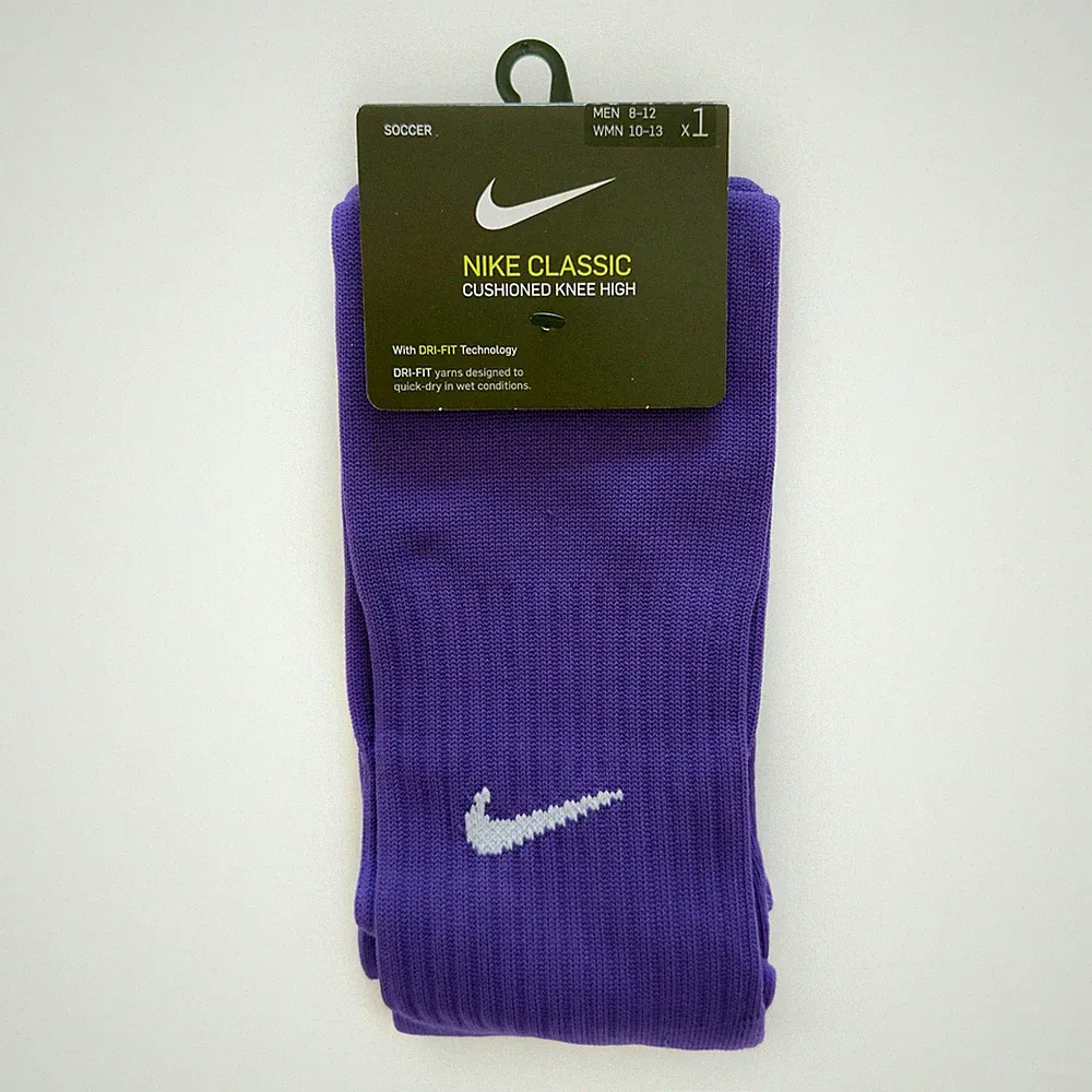 Nike Classic Cushioned Knee High Soccer Socks Purple Mens Womens