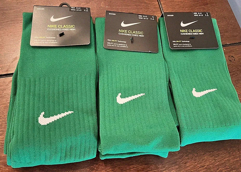 Nike Classic II Cushioned Soccer Socks Kelly Green L SX5728-302 3 Pair