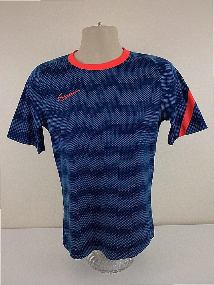 Nike Dri Fit Soccer Jersey Blue Pink Geometric Design Womens Size S Small EUC