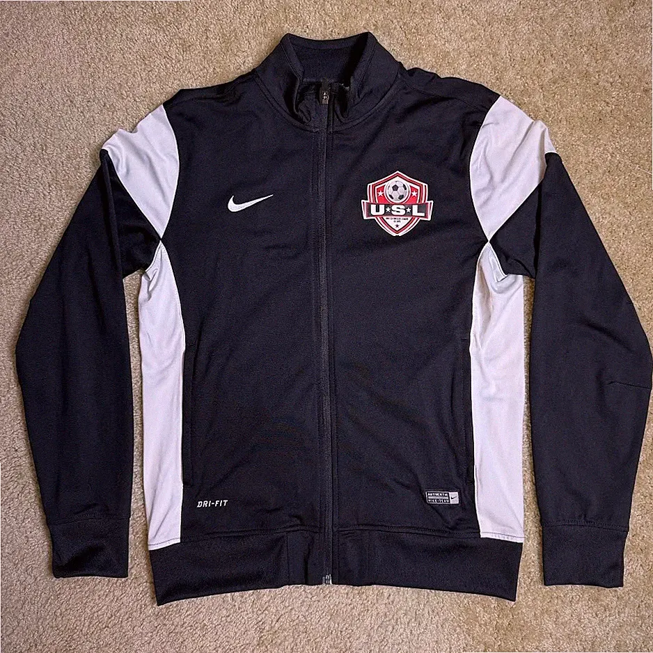 Nike Dri-FIT Track Jacket Mens M Black White USL Soccer Full Zip Training
