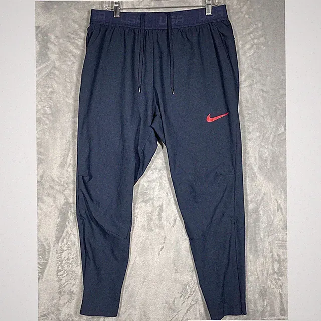 Nike Dri-FIT USA Training Pants Mens Large Navy Blue Red Swoosh Ankle Zip Jogger
