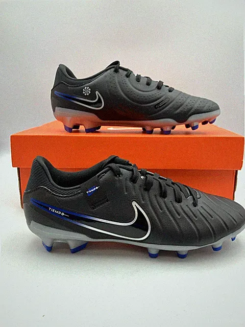 Nike DV4337-040 Legend 10 Academy FG/MG Soccer Cleats Black Chrome Blue US 4.5