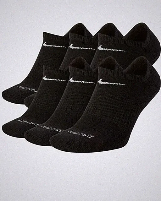 Nike Everyday Plus Cushion No Show Men's Socks - Black, 6 Pack