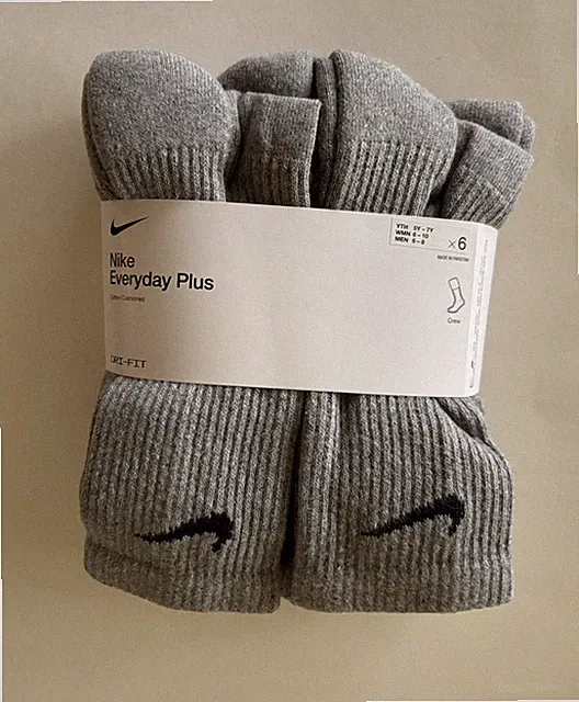 Nike Everyday Plus Cushioned Crew Socks 6 Pack SX6897-065 Mens 6-8/ Youth 5Y-7Y