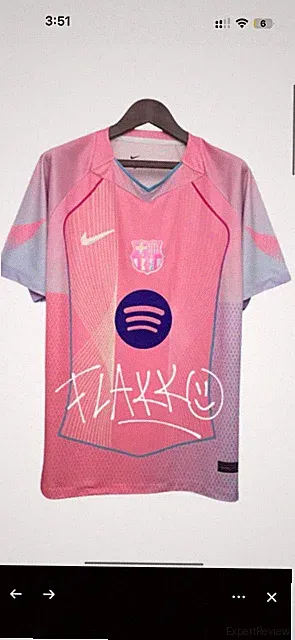 Nike FC Barcelona Soccer Jersey Pink rels b Purple Shirt with Spotify Logo