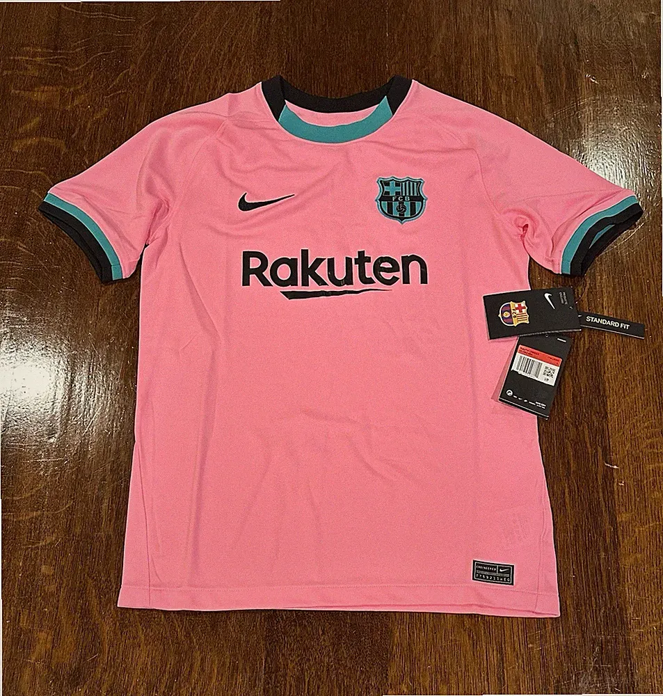 Nike FC Barcelona Soccer Jersey Youth Unisex Large Pink Green Black Official New