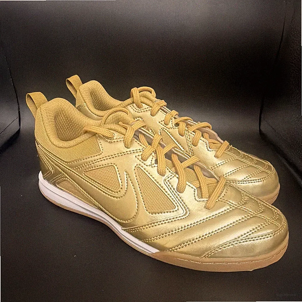 Nike Gato LV8 Metallic Gold White Gum Light Brown Soccer Shoes Size 5.5