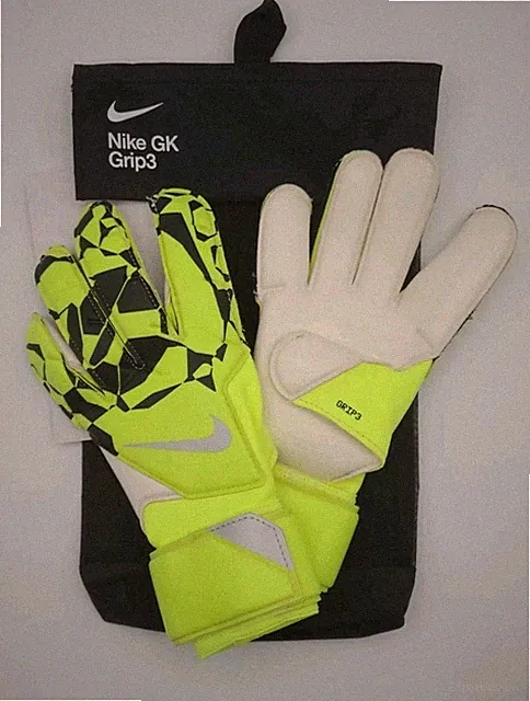 Nike GK Grip3 Adult Size 8 Black Volt Soccer Goalkeeper Goalie Gloves HQ0256-702
