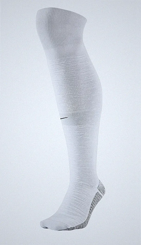 NIKE Grip NikeGrip Strike White Grey Knee High Soccer Socks Men Sz 1 Fits 4-5.5