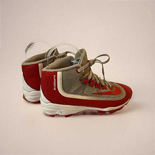 Nike Huarache Youth Cleats 807124-061 Size 5Y Lace Up Red Gray