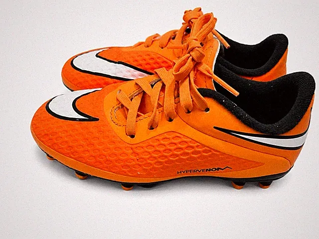 Nike Hypervenom Jr Youth Soccer Cleats Orange Black Skull Football Shoes 11C