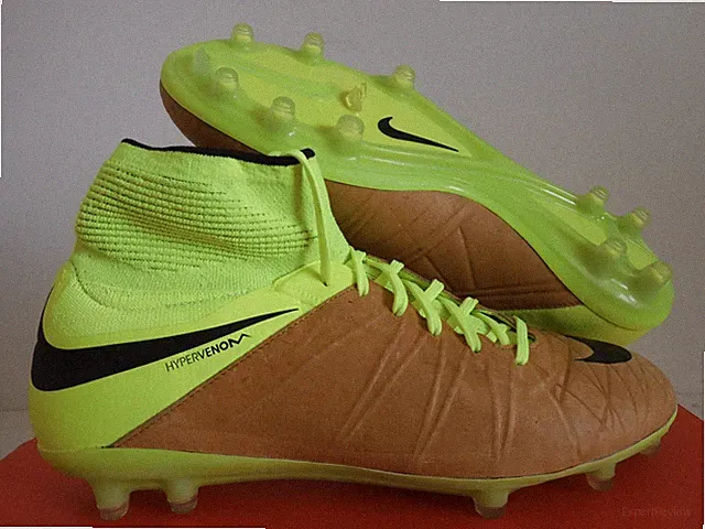 NIKE HYPERVENOM PHANTOM 2 LTHR LEATHER FG CANVAS BROWN-VOLT SZ 9 [747501-707]
