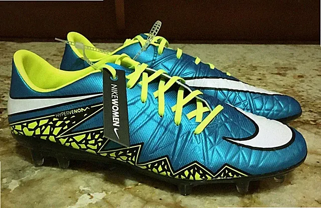 NIKE Hypervenom Phatal II FG Metallic Blue White Soccer Cleats NEW Womens Sz 7 8