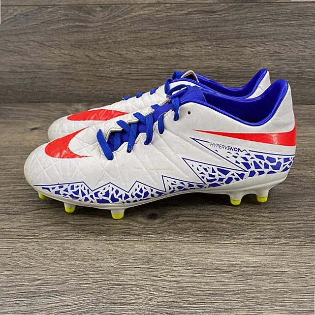 Nike Hypervenom Phelon ii FG Soccer Cleats Women 7 White Red Blue 744946