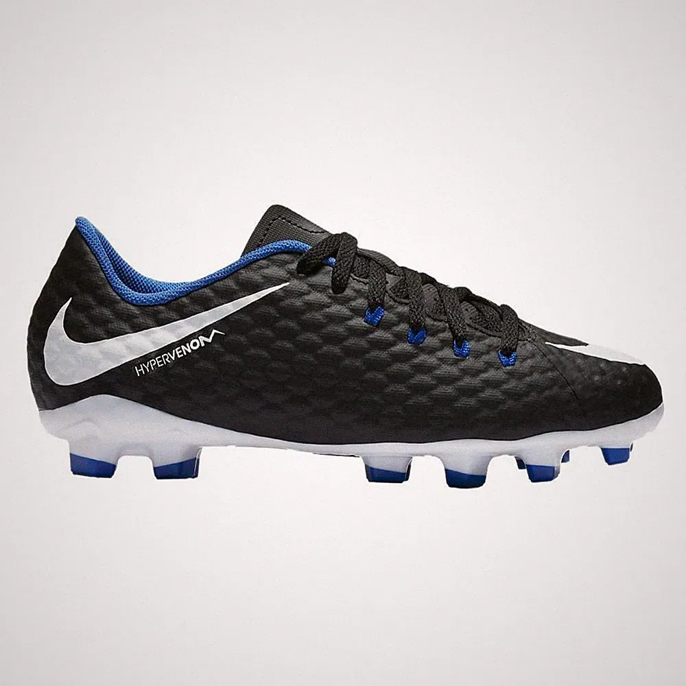 Nike Hypervenom Phelon III FG Black Blue Kids Size 5.5 Soccer Cleats 852595 002