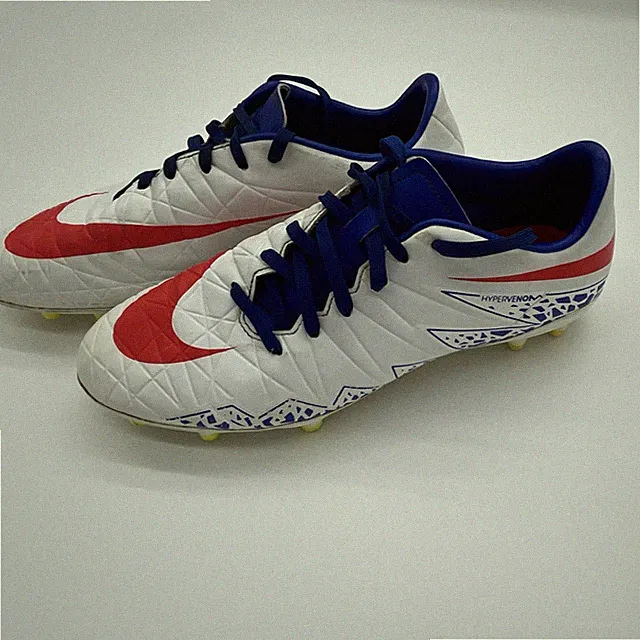 Nike Hypervenom Youth Soccer Cleats White Blue Red Size 7.5Y